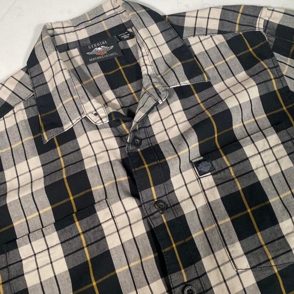 Harley-Davidson Genuine MotorClothes Plaid Button Up Shirt Eagle Back Graphic L
